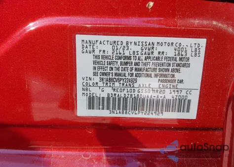 2023 Nissan Sentra Sv Xtronic Cvt z USA, uszkodzony, nr VIN 3N1AB8CV6PY224929